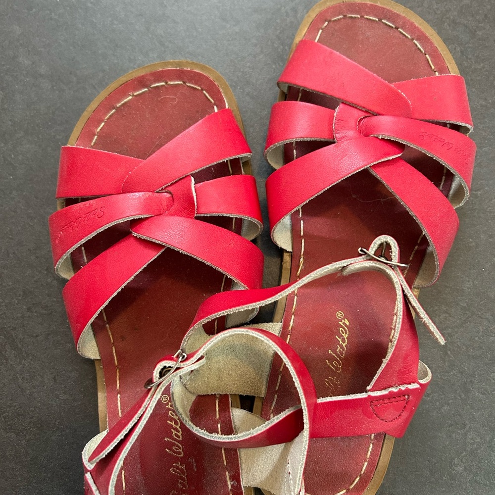 Red salt water sandals